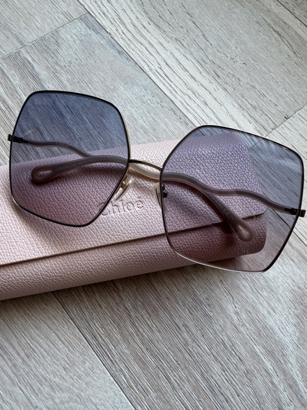 Chloe Pink Gradient Oversized Square Sunglasses